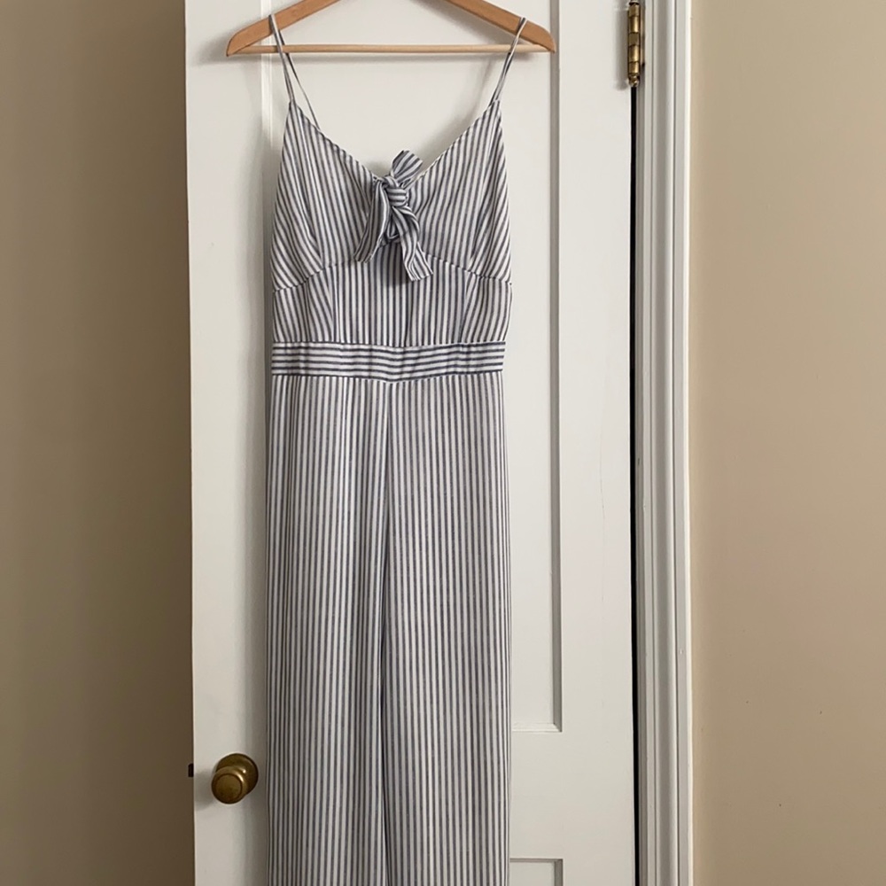 Grey and white jumpsuit